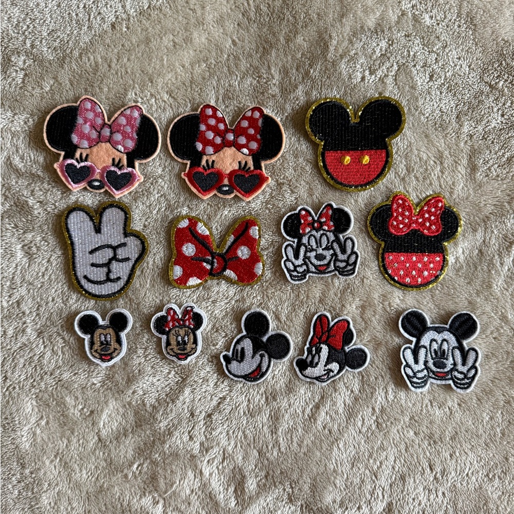 Disney Mickey and Minnie Mouse Patch Set - Red, Black, White, Gold
